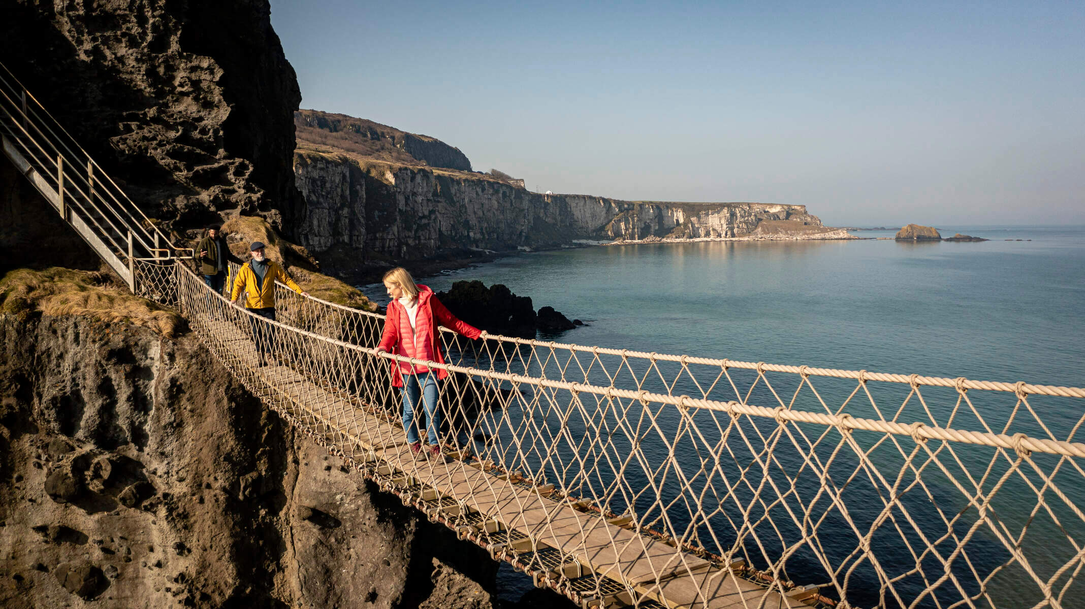 Visitors crossing Carrick-a-Rede rope bridge