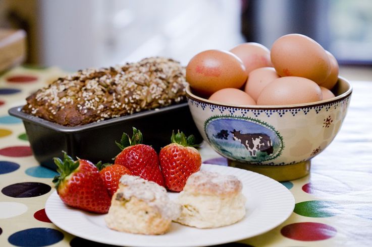 Small welcome hamper of local food products for visitors at Willowbank House, Enniskillen, Co Fermanagh 