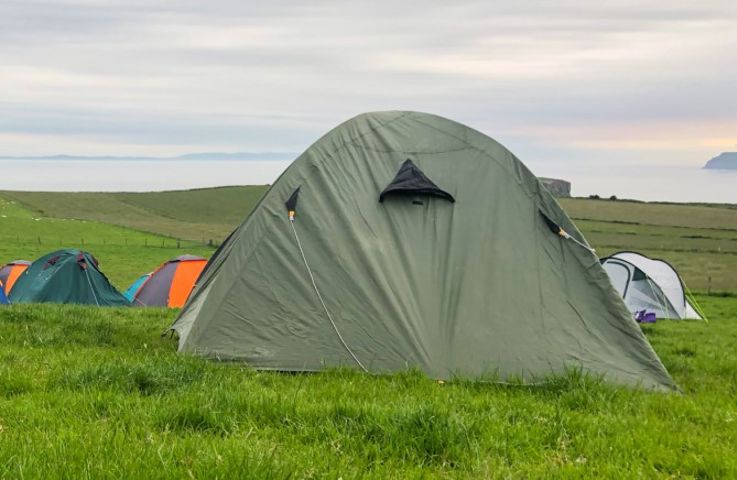 Campsite with tents in Ballintoy