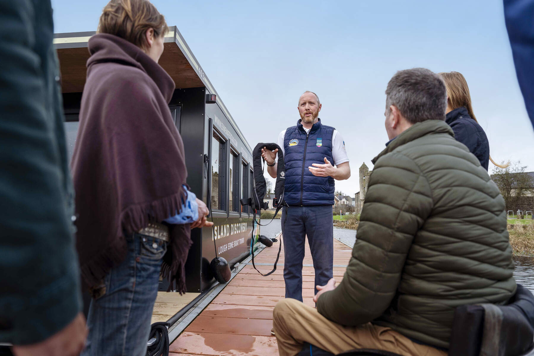 Erne Water Taxi owner Barry Flanaghan talking to visitors