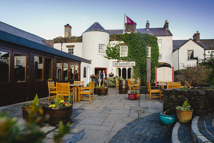 Entrance & outside dining area of Bushmills Inn Hotel 