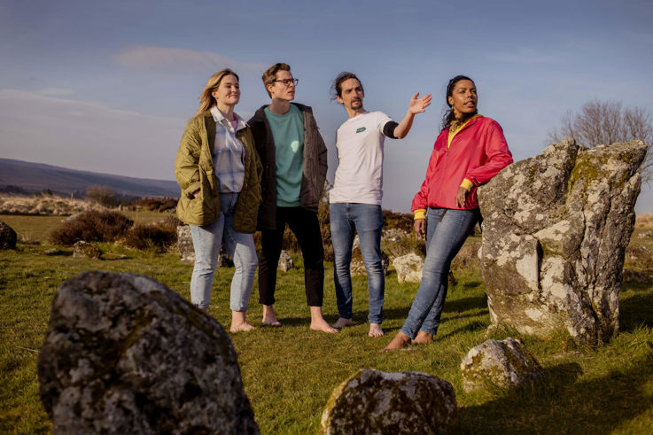 Tourists listening to tour guide at Beaghmore Stones