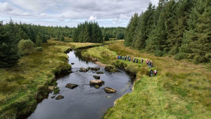 Hikers walking around Lough Derg